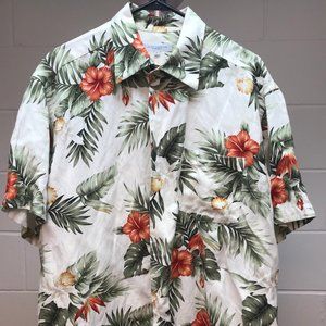 Alex Cannon Hawaiian Shirt Flower Short Sleeve L